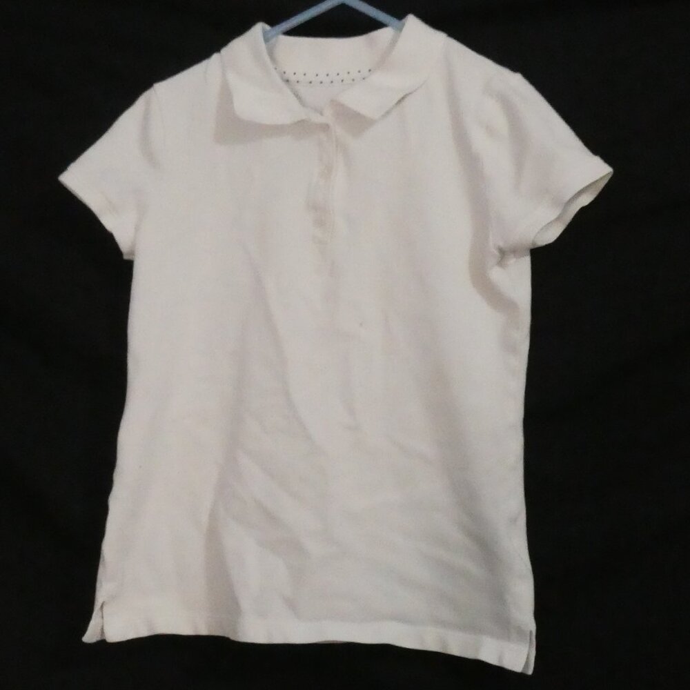 OLD NAVY medium (8) regular White Polo Short Sleeve Cotton 3 Button Shirt